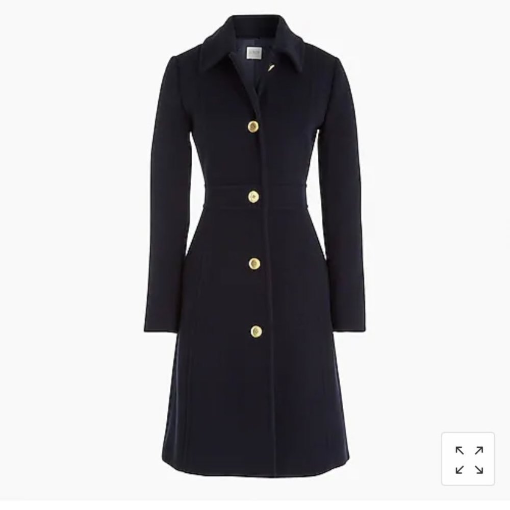 NWT J. Crew Petite Wool-blend lady coat Navy. Size 8 petite.